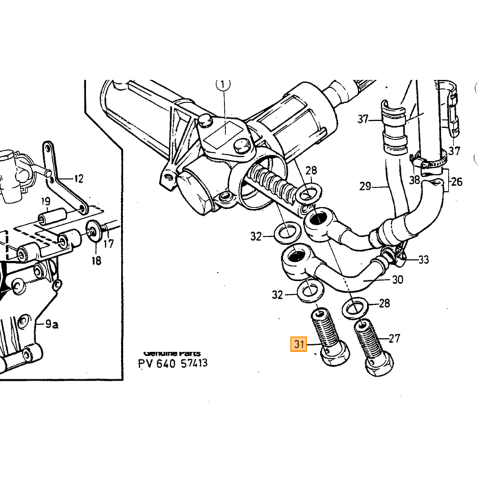 Perno di divisione Volvo per sterzo Amazon P1800 240 140 164, pezzo Volvo nr 907819