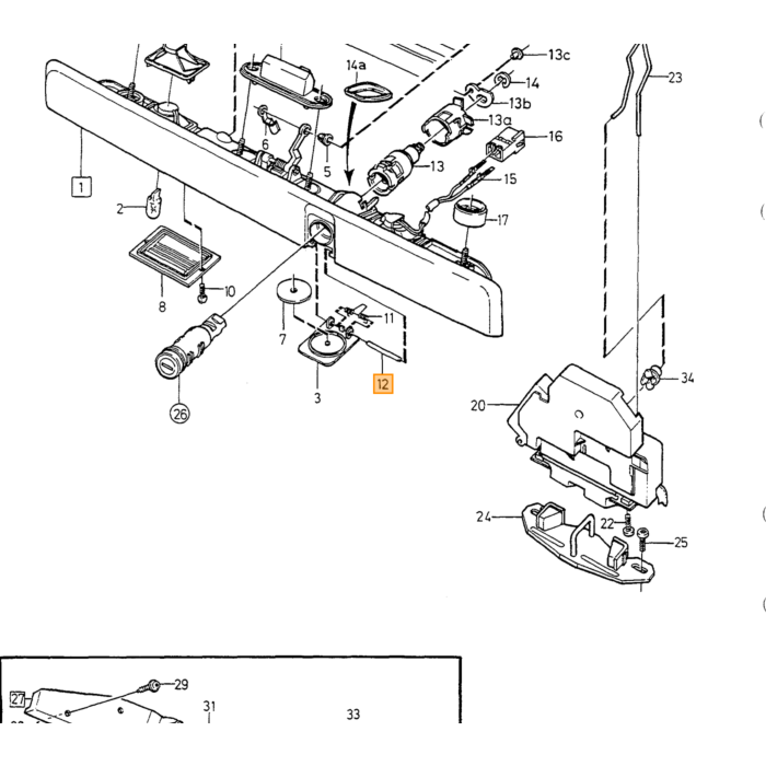 Copertura del cilindro del portellone per Volvo 850 v70 xc70 c70 s70, pezzo Volvo nr 9126899