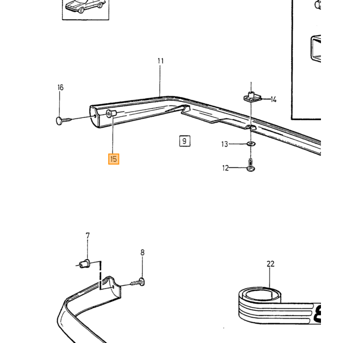 Parafango Volvo 850 a sinistra anche per R (non per 4WD) numero di parte Volvo 9133578