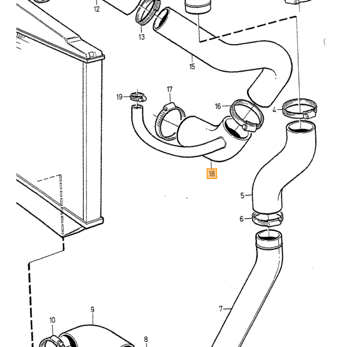 Tubi di Raffreddamento in Silicone Nero per Serbatoio di Espansione Volvo 850 - S70 - V70 - C70 92-98, numero di parte Volvo 9135267