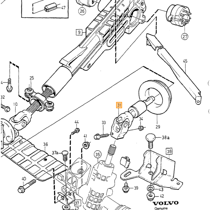 Volvo Giunto cardanico piantone sterzo 850 -1997 (354613 Volvo ricambi no 9140998