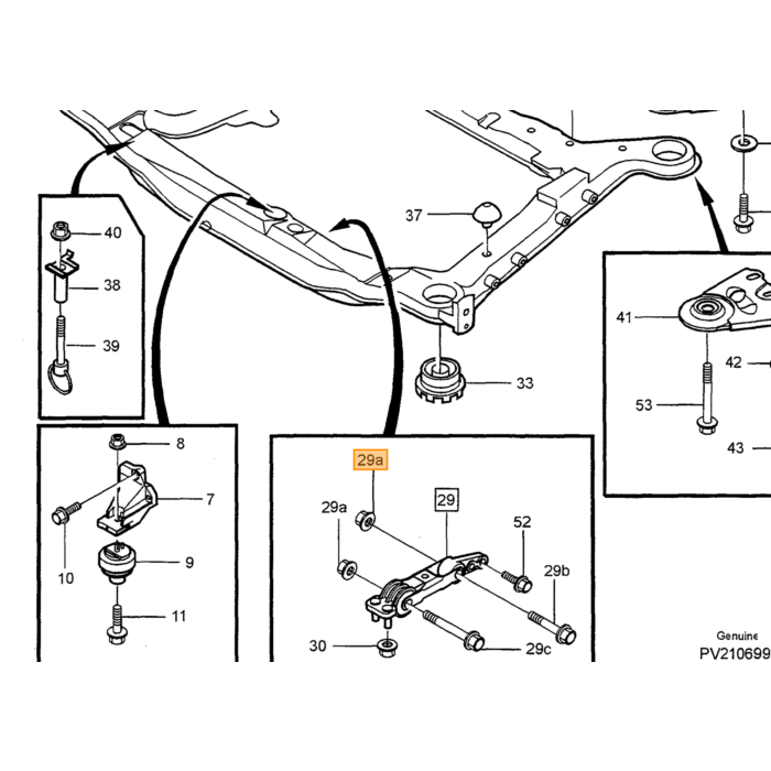 Volvo Supporto motore anteriore inferiore Volvo XC90/V70 Volvo ricambi no 9141042