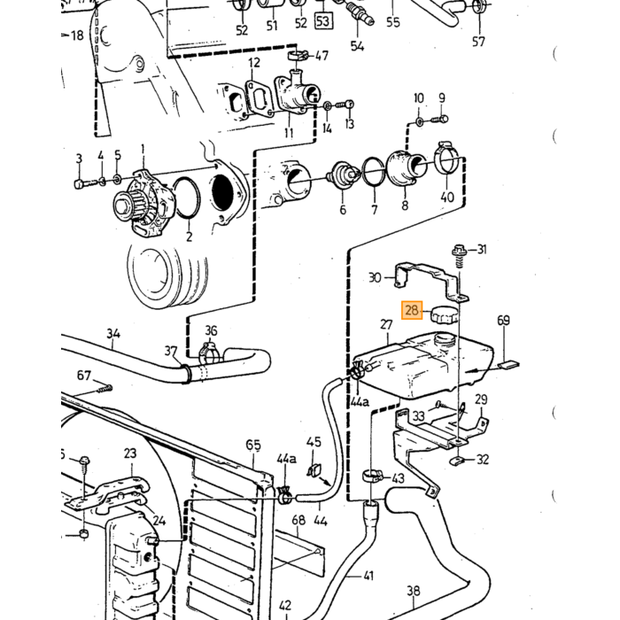 Volvo Expansion tank coolling liq 240+260 1979+ diesel a Volvo ricambi no 9142000