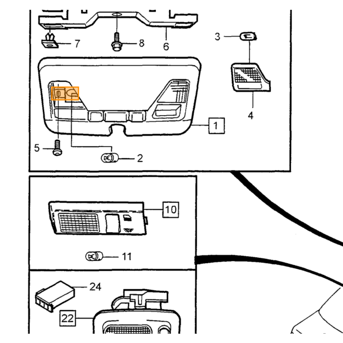Luce di avvertimento porta Volvo, luce porta Volvo C70 S70 V70 XC70 1996-2000, lampada porta Volvo, numero di parte Volvo 9151343