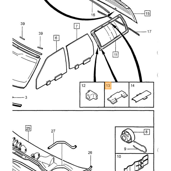 Listello decorativo Volvo lato sinistro, numero di parte Volvo 9151614