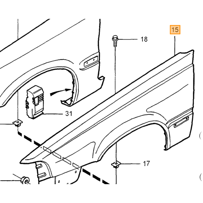 Volvo per PARAFANGO SINISTRO Volvo S/V70 -01 Volvo ricambi no 9152679
