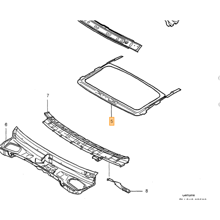Barra posteriore del finestrino Volvo, pezzo Volvo nr 9152697