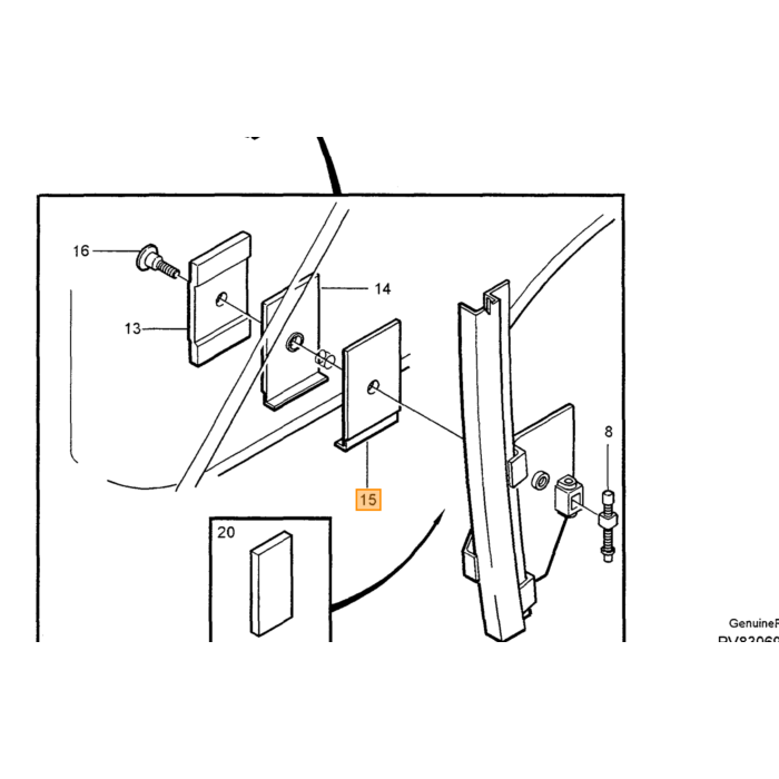 Guida decorativa Volvo lato sinistro, pezzo Volvo nr 9154128