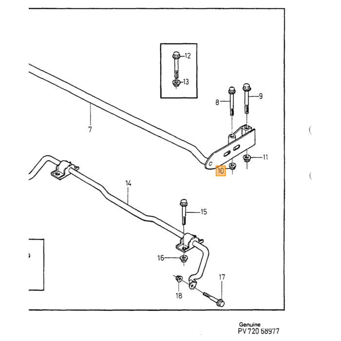 Barra Stabilizzatrice ANTI-ROLL per Volvo 850 v70 c70 s70 XC70 AWD, barra di stabilizzazione 18 2 mm, codice W, numero di parte Volvo 9157312.