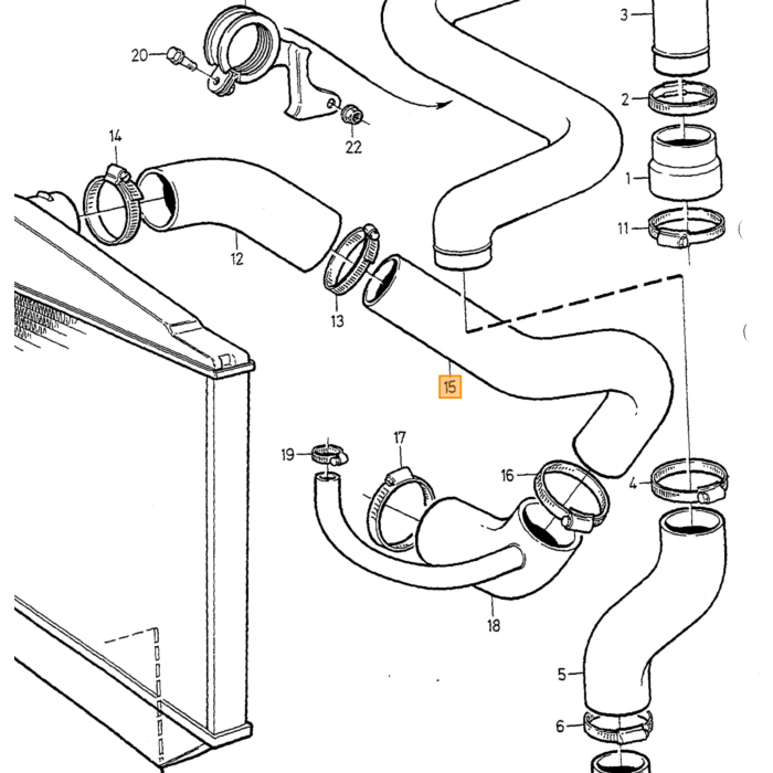 Tubo dell'aria Volvo per Volvo 850+C70 (-2005)+V70+S70-2000) Numero di parte Volvo 9161091
