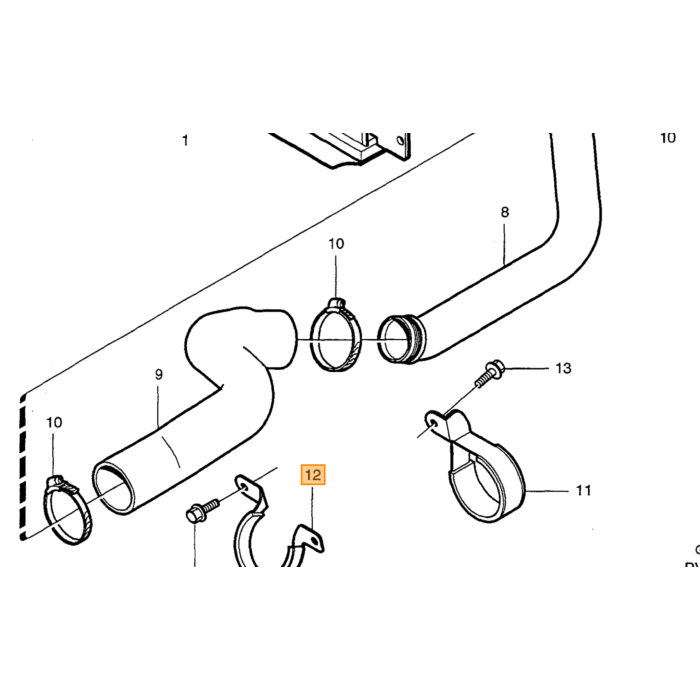 Volvo Tubo di scarico IC con attacco BOV da 25mm Silicon Volvo ricambi no 9161092