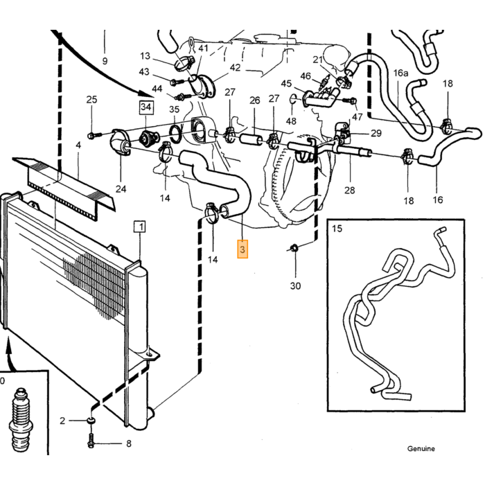 Volvo Tubo Radiatore Inferiore Volvo 850 - S70 - V70 Volvo ricambi no 9161827