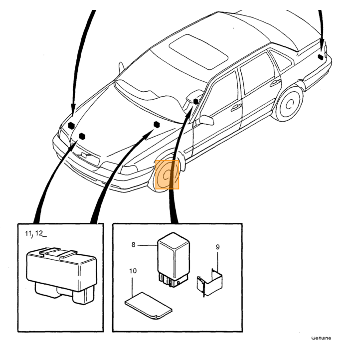 Relais Diesel Volvo 850 Volvo S70 V70 (-2000) Diesel, Parte Volvo nr 9162929