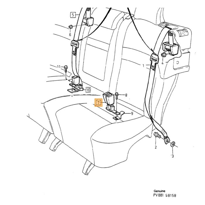 Cintura di sicurezza Volvo cattura cintura lato sinistro posteriore doppio 850 v70 S70 Volvo pezzo nr 9167655