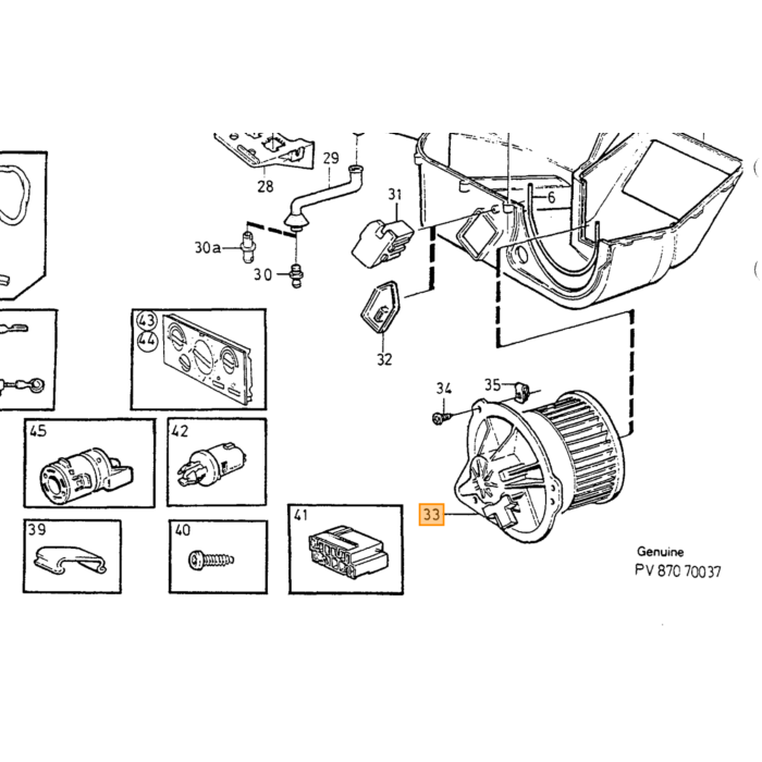 Volvo Motore riscaldatore S70+V70 1997-2000 C70 -2005 V7 Volvo ricambi no 9171429