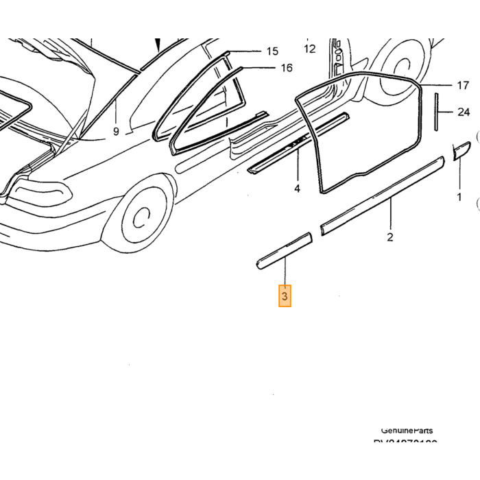Nome del prodotto tradotto: Volvo Morsetto per Rotaia del Tetto-Listello Decorativo per Volvo 850-S70-V70-XC70, Parte Volvo nr 9178792