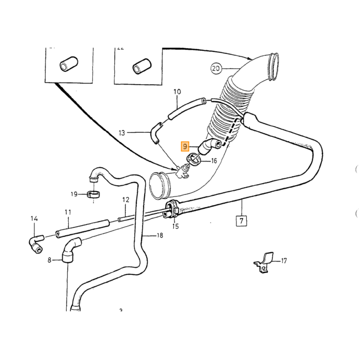 Valvola di ventilazione del carter Volvo Slang 850 +V70+S70 -2000 C70 B5234S, numero di parte Volvo 9179245