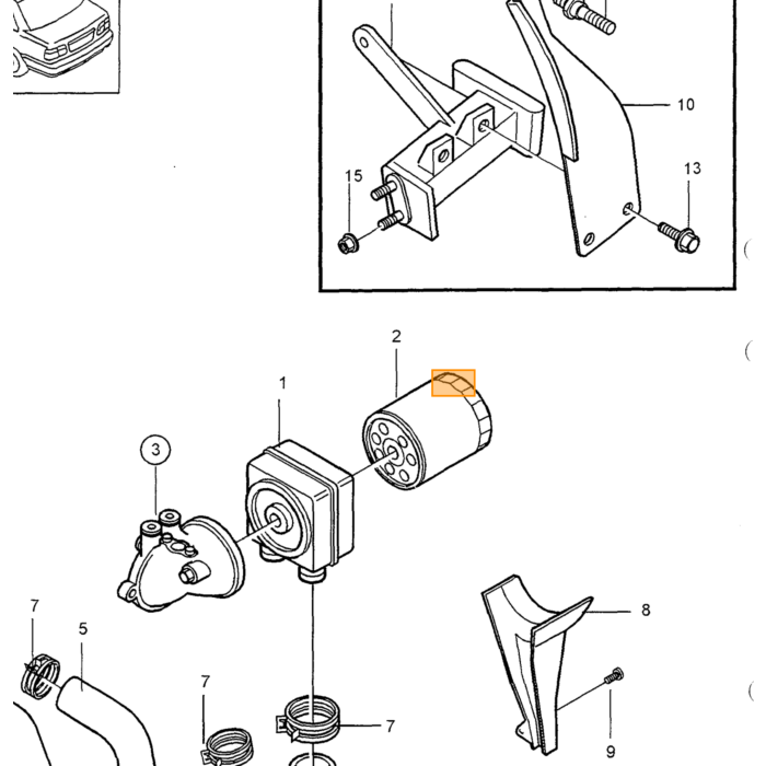 Volvo Tubo ritorno radiatore olio D5252T Volvo 850 - S70 Volvo ricambi no 9180628