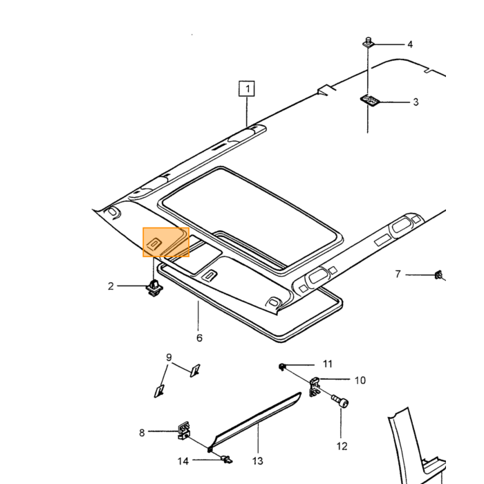 Morsetto interno beige cielo Volvo 940 960 berlina, pezzo Volvo nr 9182458
