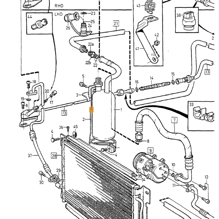 Volvo Ricevitore Aria - Essiccatore Volvo 850 - S70 - V7 Volvo ricambi no 9187629
