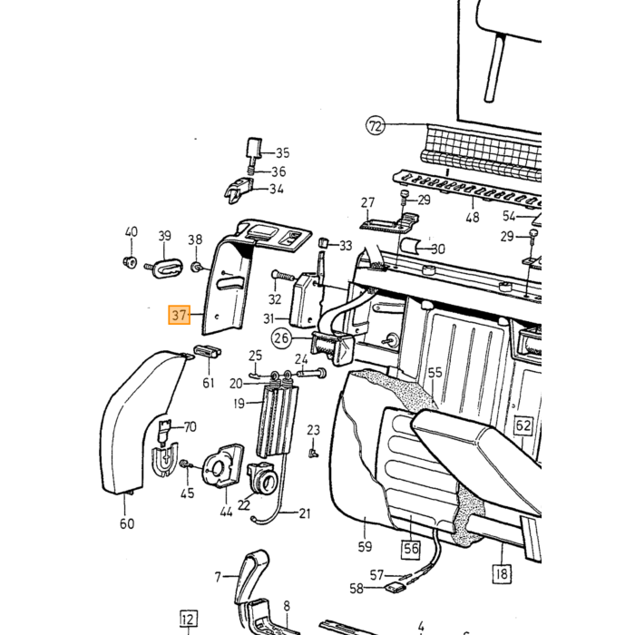 Coperchio Volvo per blocco sedile posteriore destro Volvo 850 5 porte V70 (-2000) V70 XC (-2000) usato disponibile, numero di parte Volvo 9407588