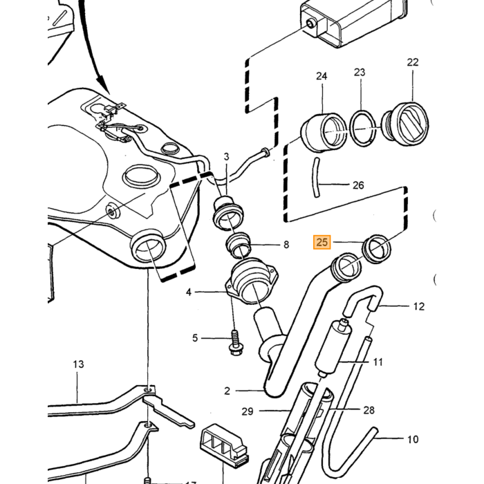 Morsetto per tubo Volvo 16 25, pezzo di ricambio Volvo nr 943472