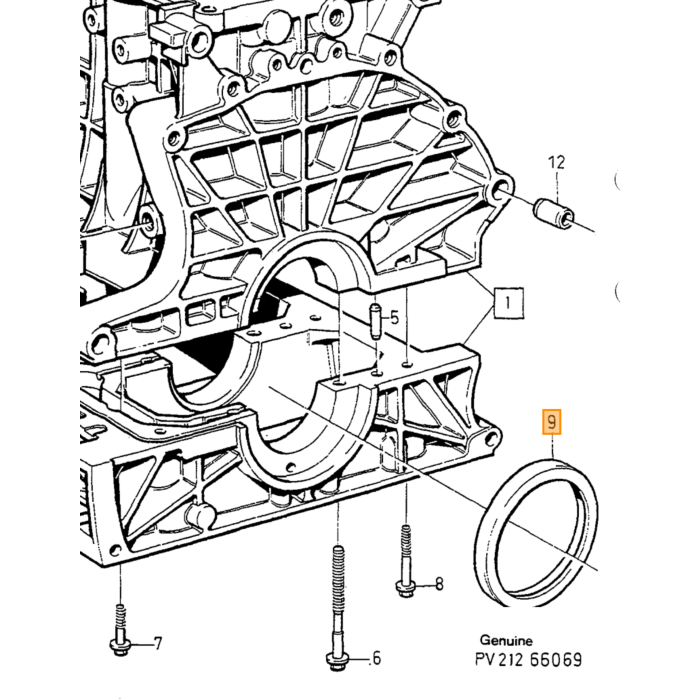 Volvo Guarnizione albero motore posteriore S80 V90 S40 C Volvo ricambi no 9458178