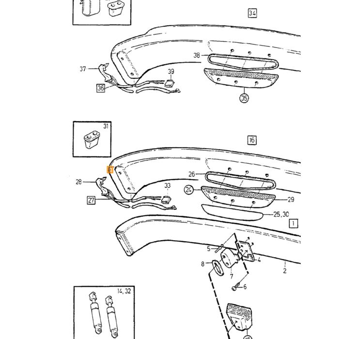 Volvo Chiusura a morsetto e tergicristallo (clip di bloc Volvo ricambi no 94641