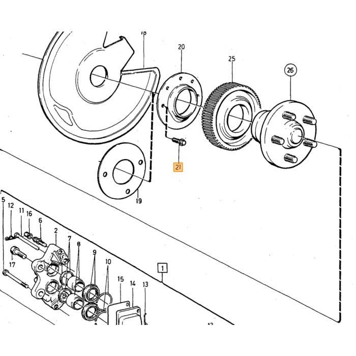 Volvo Bullone Piastra posteriore freno anteriore 240+260 Volvo ricambi no 948536
