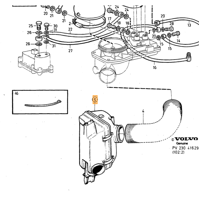 Volvo Pressacavo linea benzina 5/16 Amazon+P1800+PV+140+ Volvo ricambi no 954322