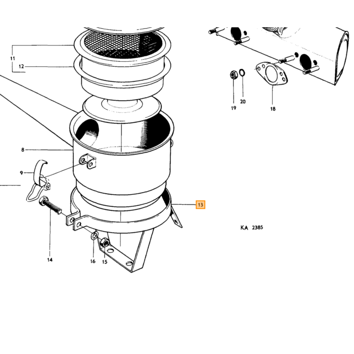 Perno Volvo UNC 5/16-57 mm, pezzo Volvo nr 955527