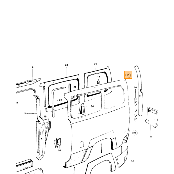 Volvo Lamiera Duett 210 445 passaruota posteriore sinist Volvo ricambi no 96021