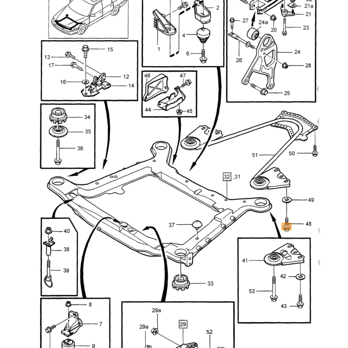 Volvo Set aste (completo) per braccio oscillante in allu Volvo ricambi no 971098
