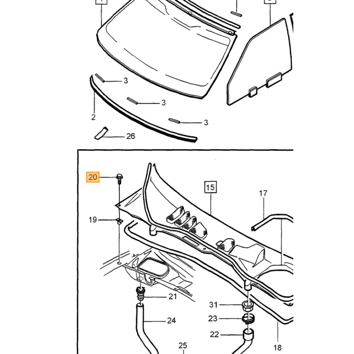 Porta punte a vite Volvo tipo Volvo 850Volvo C70 (-2005)Volvo S70 V70 V70XC (-2000) Volvo pezzo nr 977643 per Volvo