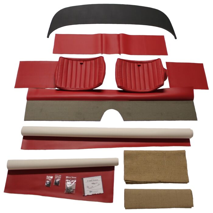 Bekleding P1800 Jensen achter complete set rood 301-176.303-213 1961-1962