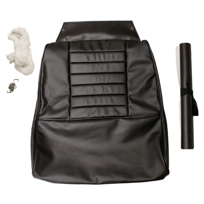 Bekleding P1800S+P1800E 1964-1971  stoelbekleding zwart leder zitting + rug incl 691053 SET