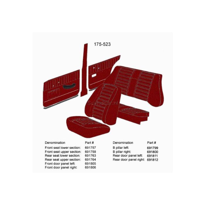 Bekleding Amazon stoelhoes rug rood 420-532 175-523 zie (691437)