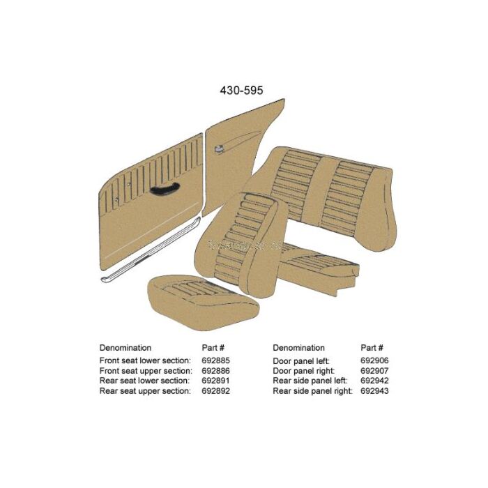 Bekleding Amazon 2 deurs zijpaneel Rechtsachter beige 430-595 - is een onderdeel van 692942 (niet los leverbaar)