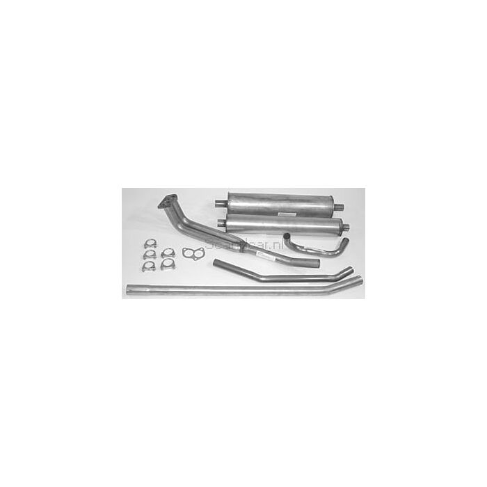 Uitlaatset Duett+P210 1966+ dubbele voorpijp RVS zonder montageset