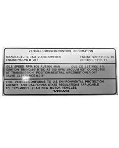 Sticker inchVehicle emission control informationinch zwart op wit 1972+