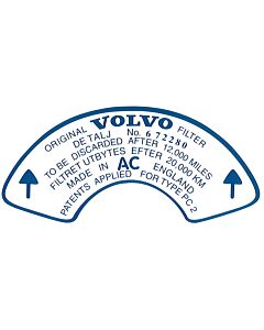 Sticker Original Volvo filter etc. blauw op wit voor 672280