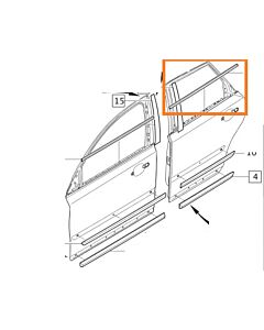Schraaplijst portierruit V50 S40 links achter (31253002)