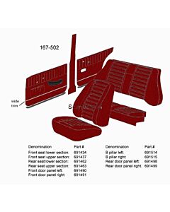 Bekleding Amazon 4 deurs +kombi B stijl Links rood 524-600 