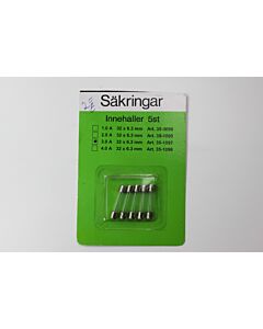 "Set di 5 Fusibili Zekering 3 Ampere, 32 x 6,3mm - Prodotto NOS"