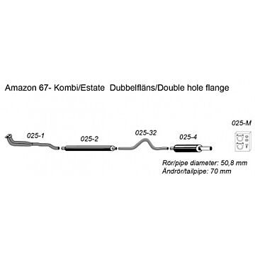 Uitlaatset Amazon combi 220 SIMONS B18+B20 1967+ compleet