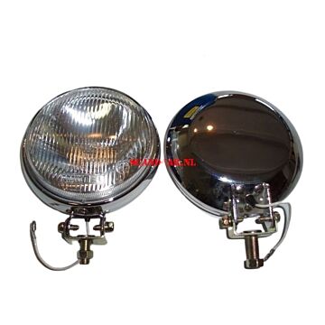 Verstralers chroom 14.5 cm diam set a 2 st helder incl halogeen lamp H3 6 Volt -niet direct op voorraad - neem contact op met onze klantenservice -