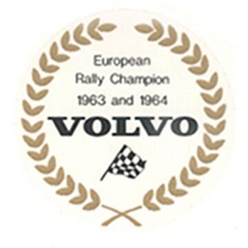 Sticker European rally champion 1963-1964 goud op wit