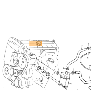 Slang tussen Carterontluchting en Motor Volvo 960 - S90 - V90