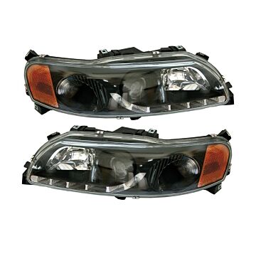 koplamp + hoek / zij lamp zwart Links en rechts set S60 V70 Xc70