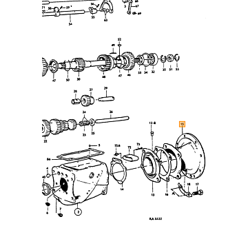 Tussen flens versnellingsbak M41 met lagerhouder en lager  overdrive type D